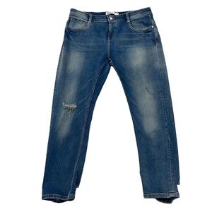 ZARA Jeans Womens 8 Blue Distressed Denim Skinny Pockets Crop Ankle